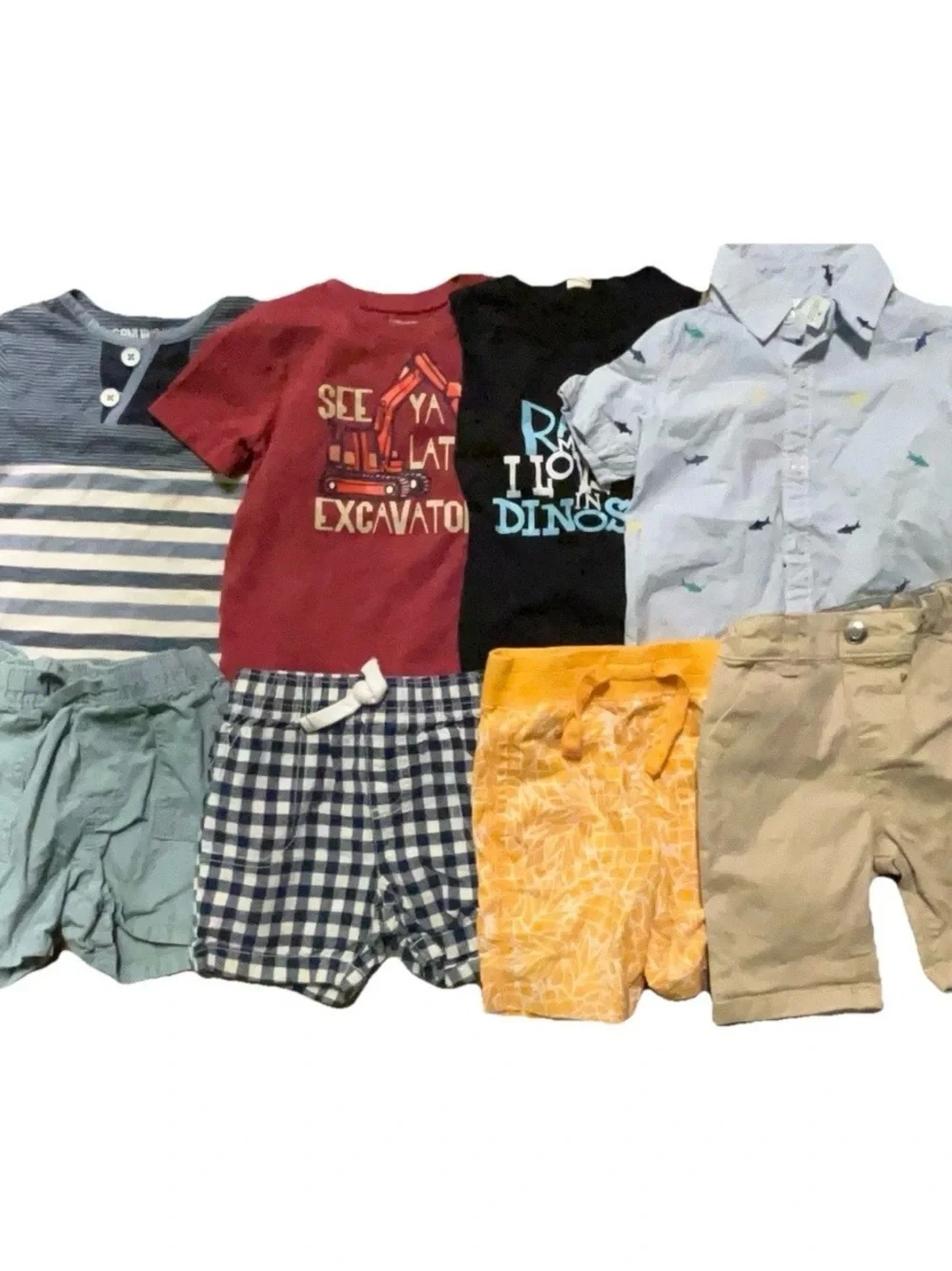 Toddler Boy Summer Clothing Shorts Shirts Construction Dinosaurs Size 18 Months